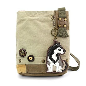 chala バッグ パッチ カバン かわいい Siberian Husky Patch Cross-Body Women Handbag, Canvas Messenger Bag - 6 Colors Options (Sand Beige)chala バッグ パッチ カバン かわいい