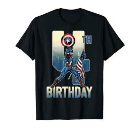 マーベル Marvel キャプテンアメリカ 4歳の誕生日 半袖Tシャツ キッズ6-6x 【日本サイズ110-120相当】 ブラック ファッション トップス アメリカ