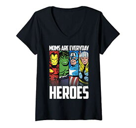 Tシャツ キャラクター ファッション トップス 海外モデル Womens Marvel Avengers Classic Mother's Day Mom Are Everyday Heroes V-Neck T-ShirtTシャツ キャラクター ファッション トップス 海外モデル