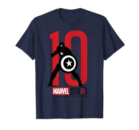 マーベル Marvel マーベルスタジオ10周年 キャプテンアメリカ 半袖Tシャツ レディース 【Sサイズ】 ネイビー ファッション トップス アメリカ