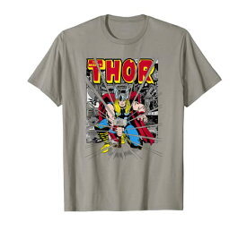 Tシャツ キャラクター ファッション トップス 海外モデル Marvel Avengers Mighty Thor Retro Comic Hammer Blast T-ShirtTシャツ キャラクター ファッション トップス 海外モデル
