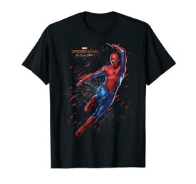 Tシャツ キャラクター ファッション トップス 海外モデル Marvel Spider-Man Far From Home Web Swing Shatter Portrait T-ShirtTシャツ キャラクター ファッション トップス 海外モデル