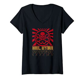 Tシャツ キャラクター ファッション トップス 海外モデル Womens Marvel Hail Hydra Propaganda Rally Logo Poster V-Neck T-ShirtTシャツ キャラクター ファッション トップス 海外モデル