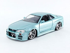 ジャダトイズ ミニカー ダイキャスト アメリカ Jada Toys Fast & Furious 1:24 Brian's 2002 Nissan Skyline GT-R R34 Blue Green Die-cast Car, Toys for Kids and Adultsジャダトイズ ミニカー ダイキャスト アメリカ