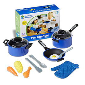 知育玩具 パズル ブロック ラーニングリソース Learning Resources Pretend & Play Pro Chef Set, Kitchen Toys for Kids, Pretend Kitchen, Pots and Pans for Kids, 13 Pieces, Ages 3+知育玩具 パズル ブロック ラーニングリソース