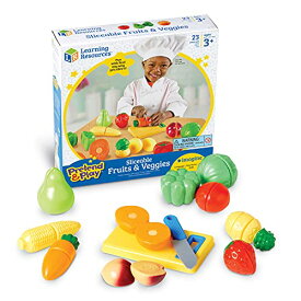 知育玩具 パズル ブロック ラーニングリソース Learning Resources Pretend & Play Fruit, Cutting Fruits and Veggies Toy, Kids Play Food, Plastic Fruit & Veggies, Kitchen Toy, Ages 3+知育玩具 パズル ブロック ラーニングリソース