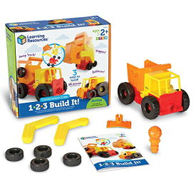 知育玩具 パズル ブロック ラーニングリソース Learning Resources 1-2-3 Build It! Construction Crew Toy, Bulldozer, Digger, Dump Truck, STEM, Imaginative Play, 16 Pieces, Ages 2+知育玩具 パズル ブロック ラーニングリソース