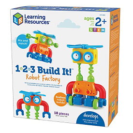 知育玩具 パズル ブロック ラーニングリソース Learning Resources 1-2-3 Build It! Robot Factory, Fine Motor Toy, Robot Building Set for Unisex Children Ages 2+知育玩具 パズル ブロック ラーニングリソース