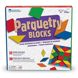 知育玩具 パズル ブロック ラーニングリソース Learning Resources Parquetry Blocks & 20 Pattern Cards, 53 Piece Set, Ages 4+, Multicolor, 10 L x 10 W in知育玩具 パズル ブロック ラーニングリソース