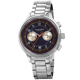 腕時計 アクリボスXXIV メンズ Akribos XXIV Men’s Bracelet Watch AK1071 ?Stainless Steel Chronograph Quartz Wristwatch with Sunray Dial and Dual Time (Silver Tone On Blue Dial)腕時計 アクリボスXXIV メンズ