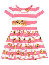パウパトロール 子供服 スカート 半袖ワンピース 3T 日本サイズ100相当 スカイ ピンクストライプ キッズ ファッション 男の子 女の子