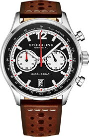 腕時計 ストゥーリングオリジナル メンズ Stuhrling Original Men's Leather Tachymeter Watch - Stainless Steel Case - Analog Dial with Date 933 Watches for Men Collection (Brown)腕時計 ストゥーリングオリジナル メンズ
