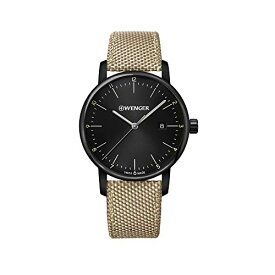 腕時計 ウェンガー スイス メンズ 腕時計 Wenger Urban Classic Watch Black Dial, Brown Nylon Strap腕時計 ウェンガー スイス メンズ 腕時計