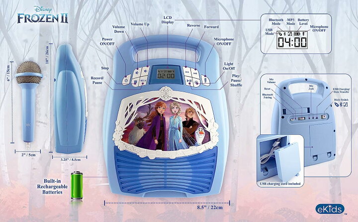 楽天市場 アナと雪の女王 アナ雪 ディズニープリンセス フローズン 送料無料 Frozen 2 Bluetooth Portable Mp3 Karaoke Machine Player With Light Show Store Hours Of Music With Built In Memory Sing Along アナと雪の女王 アナ雪 ディズニープリンセス