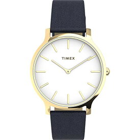 腕時計 タイメックス レディース Timex Women's Transcend 38mm Watch ? White Dial Gold-Tone Case with Blue Leather Strap腕時計 タイメックス レディース