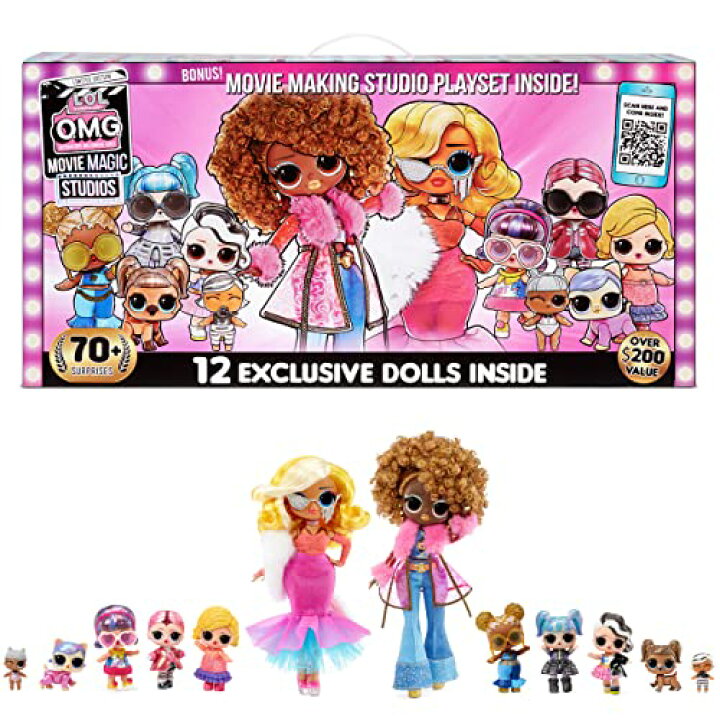 楽天市場 エルオーエルサプライズ 人形 ドール 送料無料 Lol Surprise Omg Movie Magic Studios With 70 Surprises 12 Dolls Including 2 Fashion Dolls 4 Movie Studio Stages Green Screen Accessories Gift Toy For Girlsエルオーエルサプライズ 人形 ドール