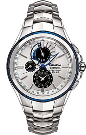 腕時計 セイコー メンズ SEIKO SSC787 Watch for Men - Coutura Collection - Stainless Steel Case & Bracelet, Silver Dial with Blue Ion Bezel, Light-Powered, Perpetual Calendar, and 100m Water Resistant腕時計 セイコー メンズ