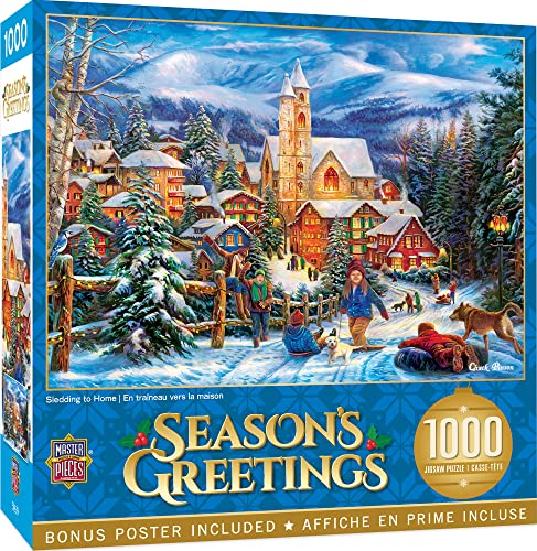 ジグソーパズル 海外製 アメリカ MasterPieces 1000 Piece Christmas Jigsaw Puzzle - Sledding to Home - 19.25