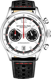 腕時計 ストゥーリングオリジナル メンズ Stuhrling Original Men's Leather Tachymeter Watch - Stainless Steel Case - Analog Dial with Date 933 Watches for Men Collection (Black)腕時計 ストゥーリングオリジナル メンズ