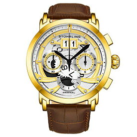 腕時計 ストゥーリングオリジナル メンズ Stuhrling Andover Chronograph Men's Watch Stainless Steel Case with Leather Strap 47MM Case (Gold)腕時計 ストゥーリングオリジナル メンズ