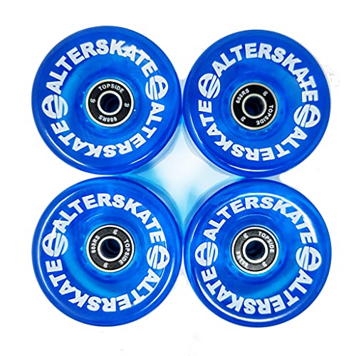 無料ラッピングでプレゼントや贈り物にも 最大51%OFFクーポン 正規取扱店 逆輸入並行輸入送料込 ウィール タイヤ スケボー スケートボード 海外モデル 送料無料 Alterskate Blue Wheels 65mm 78a Translucent with Cruiser Bearings Skateboard