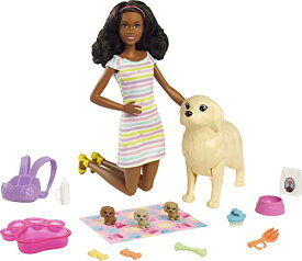 バービー バービー人形 Barbie Doll and Pets, Brunette Doll with Mommy Dog, 3 Newborn Puppies with Color-Change Feature and Pet Accessoriesバービー バービー人形
