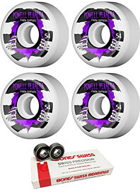 ウィール タイヤ スケボー スケートボード 海外モデル Powell Peralta 54mm Park Ripper II White/Purple Skateboard Wheels - 104a with Bones Bearings - 8mm Bones Swiss Skateboard Bearings (8) Pack - Bundleウィール タイヤ スケボー スケートボード 海外モデル