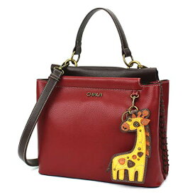 chala バッグ パッチ カバン かわいい CHALA Charming Satchel with Adjustable Strap - Giraffe - Burgundychala バッグ パッチ カバン かわいい