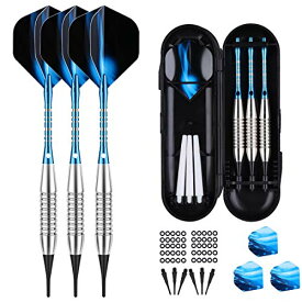 海外輸入品 ダーツ Darts Plastic Tip Set - 18g Soft Tip Darts - 16g Dart Barrels w/ 50 O-Rings + 6 Shafts（Blue Aluminum & White Plastic Rods + Extra 50 Replacement Soft Tips Accessories for Electronic Dart Board海外輸入品 ダーツ