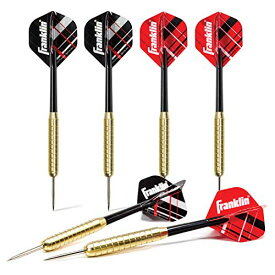 海外輸入品 ダーツ Franklin Sports Steel Tip Darts Set - 6 Pack of 18 Gram Steel Darts - Removable Standard Nylon Flights and Brass Barrels - Lightweight Full Dart Set, Red/Black海外輸入品 ダーツ