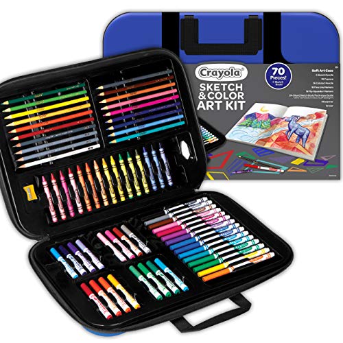 クレヨラ アメリカ 海外輸入 知育玩具 【送料無料】Crayola Sketch & Color (70pcs), Art Kit for Kids,  Includes Coloring Kit, Art Case & Sketch Book, Holiday Gifts for Kids,
