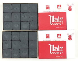 海外輸入品 ビリヤード Made in the USA - 2 Boxes of Master Chalk - 24 Pieces for Pool Cues and Billiards Sticks Tips (Black)海外輸入品 ビリヤード