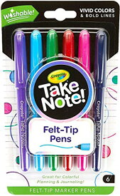 クレヨラ アメリカ 海外輸入 知育玩具 Crayola Take Note Felt Tip Pens, Assorted Colors, School Supplies, At Home Crafts for Kids, 6 Countクレヨラ アメリカ 海外輸入 知育玩具
