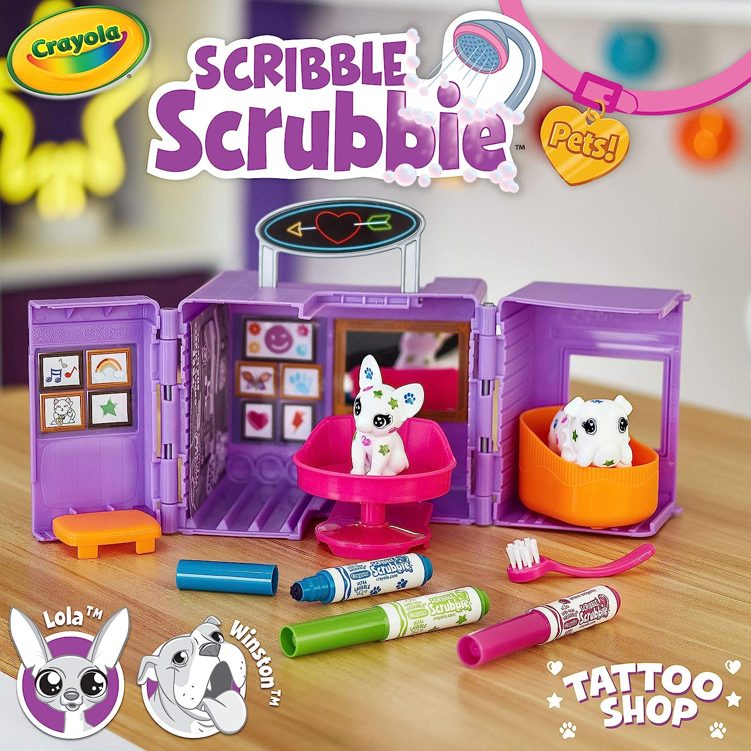 クレヨラ アメリカ 海外輸入 知育玩具 Crayola Scribble Scrubbie Pets Tattoo Shop, Toy Pet Playset, Gift for Kids, Age 3, 4, 5, 6クレヨラ アメリカ 海外輸入 知育玩具｜angelica