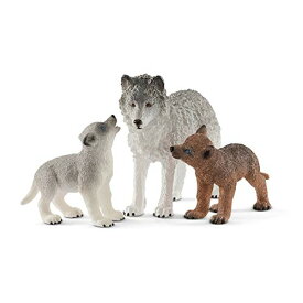 海外輸入 知育玩具 シュライヒホースクラブ Schleich Wild Life, Realistic Woodland Animal Toys for Kids 3-Piece Set with Mother Wolf and Baby Wolf Toys, Ages 3+海外輸入 知育玩具 シュライヒホースクラブ