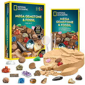 ナショナルジオグラフィック 知育玩具 科学 実験 NATIONAL GEOGRAPHIC NATIONAL GEOGRAPHIC Mega Fossil and Gemstone Dig Kit - Excavate 20 Real Fossils and Gems, Science Kit for Kids, Rock Dナショナルジオグラフィック 知育玩具 科学 実験 NATIONAL GEOGRAPHIC