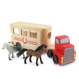 メリッサ&ダグ おもちゃ 知育玩具 Melissa & Doug Melissa & Doug Horse Carrier Wooden Vehicle Play Set With 2 Flocked Horses and Pull-Down Ramp - Horse Figures, Wooden Horse Trailer Toy For Kids Ages 3+メリッサ&ダグ おもちゃ 知育玩具 Melissa & Doug