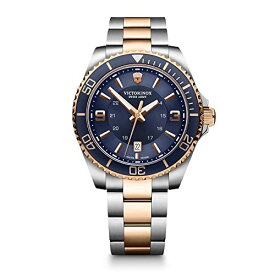 腕時計 ビクトリノックス スイス メンズ Victorinox Maverick Large Analog Quartz Watch with Blue Dial and Silver/Rose Gold Stainless Steel Strap - Timeless Wristwatch腕時計 ビクトリノックス スイス メンズ