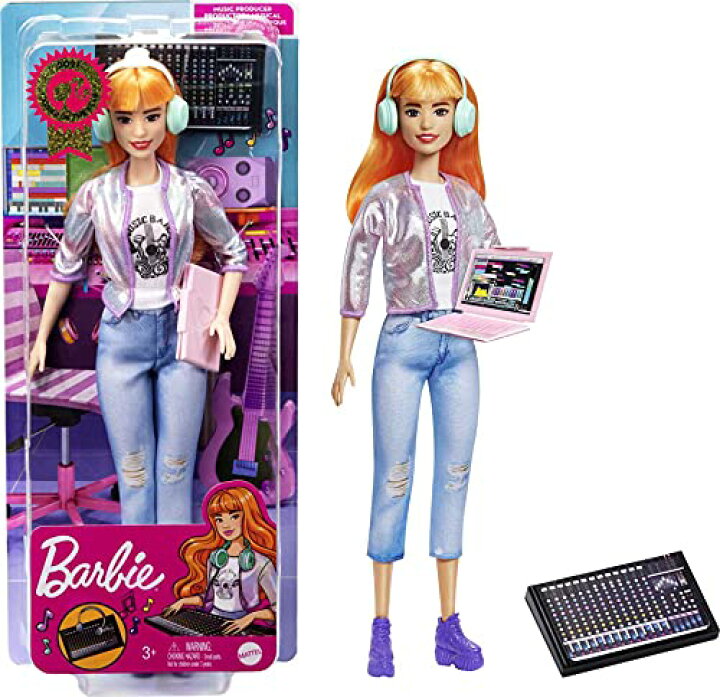 楽天市場】バービー バービー人形 【送料無料】Barbie Career of The Year Music Producer Doll  (12-in), Colorful Orange Hair, Trendy Tee, Jacket  Jeans Plus Sound Mixing  Board, Computer  Headphone Accessories, Great Toy Giftバービー バービー人形 :