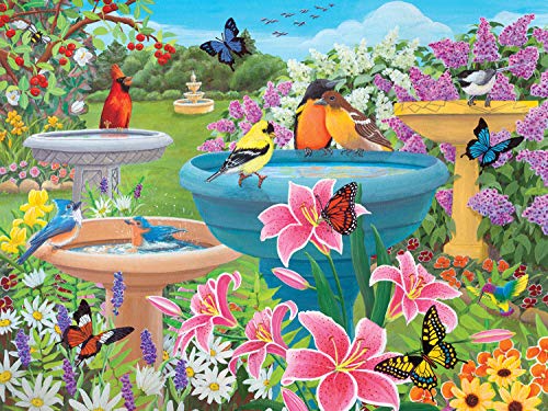 ジグソーパズル 海外製 アメリカ 【送料無料】Bits and Pieces - 500 Piece Jigsaw Puzzle for Adults 18" x 24"? - Birdbath Haven - 500 pc Butterfly Flower Bird Bath Spring Jigsaw by Artist Kathy Bambeckジグソーパズル 海外製 アメリカ ジグソーパズル