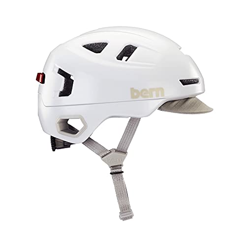 【日本産】 品多く 無料ラッピングでプレゼントや贈り物にも 逆輸入並行輸入送料込 ヘルメット 自転車 サイクリング 輸入 クロスバイク BERN Hudson MIPS Bike Helmet with Integrated LED Rear Light and U-Lock Compatibility for Commuting Satin White Largeヘルメット hsrtech.com hsrtech.com