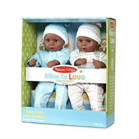 メリッサ&ダグ おもちゃ おままごと ごっこ遊び Melissa & Doug Melissa & Doug Mine to Love Twins Tyler & Taylor 15” Dark Skin-Tone Boy and Girl Baby Dolls with Rompers, Caps, Pacifiersメリッサ&ダグ おもちゃ おままごと ごっこ遊び Melissa & Doug