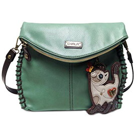 chala バッグ パッチ カバン かわいい Chala Charming Teal Crossbody Bag With Flap Top and Zipper or Shoulder Handbag (Coin Purse_ Slim Cat)chala バッグ パッチ カバン かわいい
