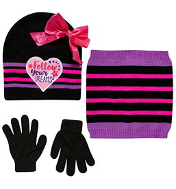 パウパトロール アメリカ直輸入 子供服 キッズ ファッション Nickelodeon Girls' JoJo Siwa or Paw Patrol Winter Hat, Gloves or Mittens, and Gaiter Set (2-7), Size Age 4-7, Jojo Siwa, Gloves Black/Piパウパトロール アメリカ直輸入 子供服 キッズ ファッション