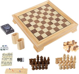 ボードゲーム 英語 アメリカ 海外ゲーム 12-2072 Hey! Play! Deluxe 7-in-1 Game Set - Chess - Backgammon Etc, Brown (12-2072)ボードゲーム 英語 アメリカ 海外ゲーム 12-2072
