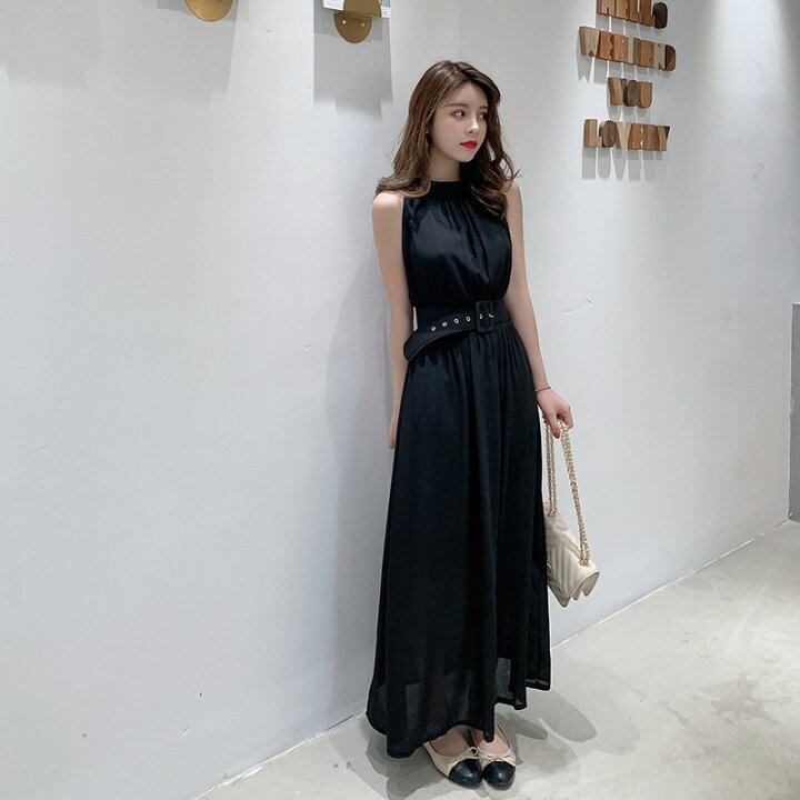 楽天市場】ワンピース レディース 黒 ノースリーブワンピ ノースリーブ 