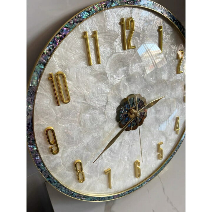 楽天市場】高級壁掛け時計 かけ時計 北欧インテリア ガラス掛け時計 貝  