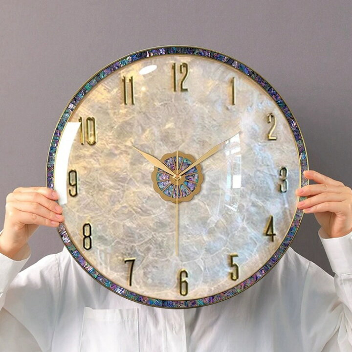 楽天市場】高級壁掛け時計 かけ時計 北欧インテリア ガラス掛け時計 貝  