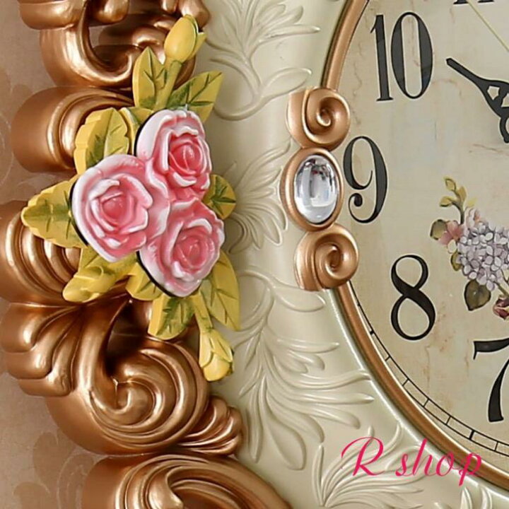 楽天市場】掛けクロック。壁掛け時計 かけ時計 花柄姫系雑貨 振り子  