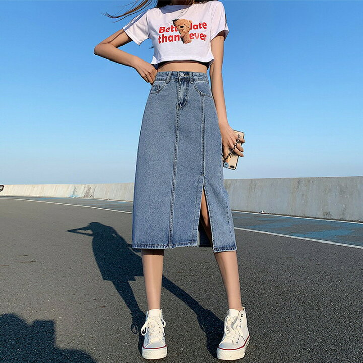 楽天市場】カウボーイ半身スカート女性の夏の新型ミディアム丈スリム開 